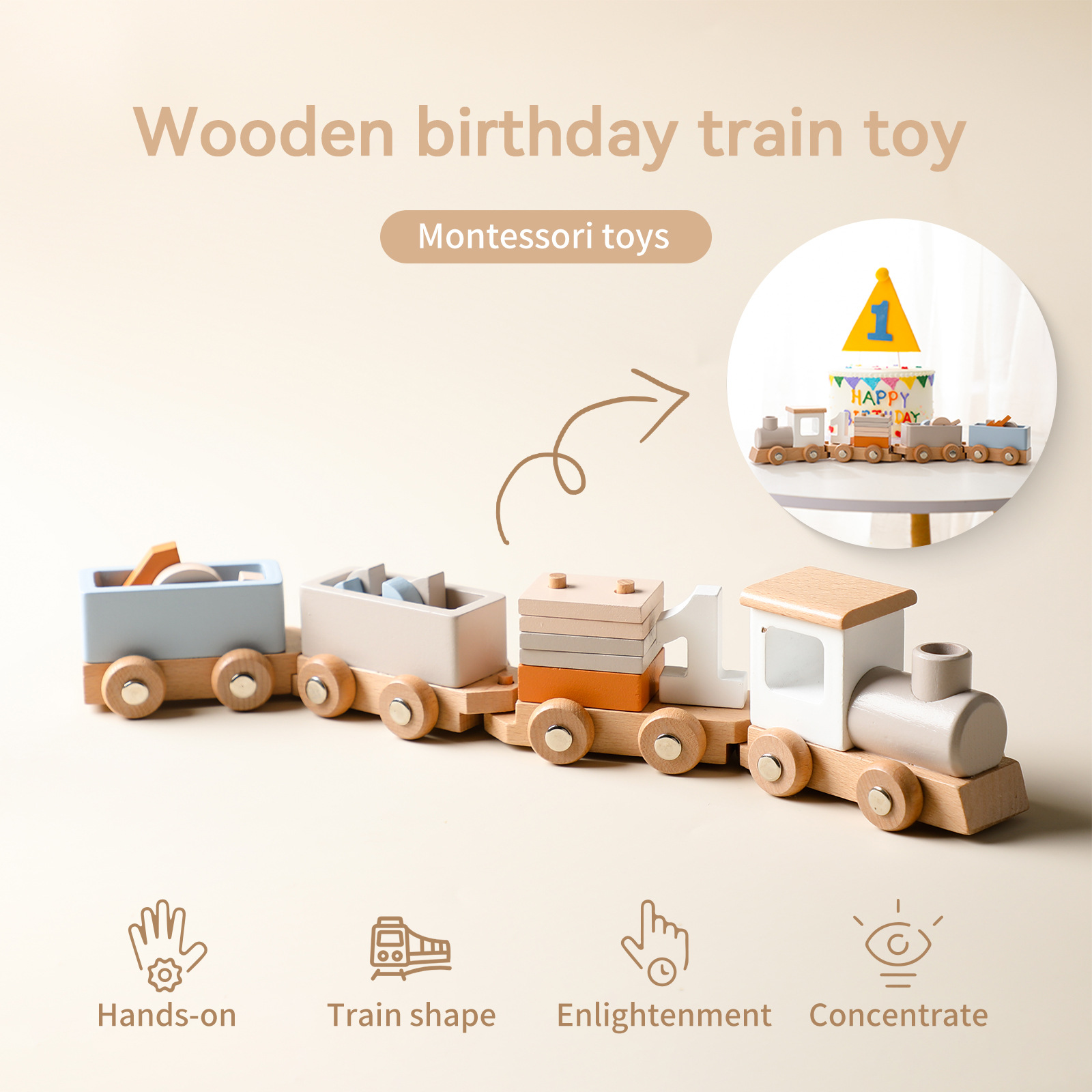 Best Selling Wooden Birthday Train Toy Track Set