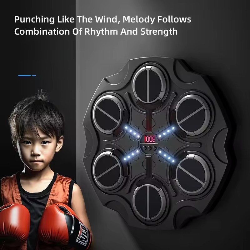 Máquina de boxeo inteligente, entrenador de objetivos de pared de música para el hogar con guantes, juegos de juguetes para niños y adultos, descompresión con Bluetooth