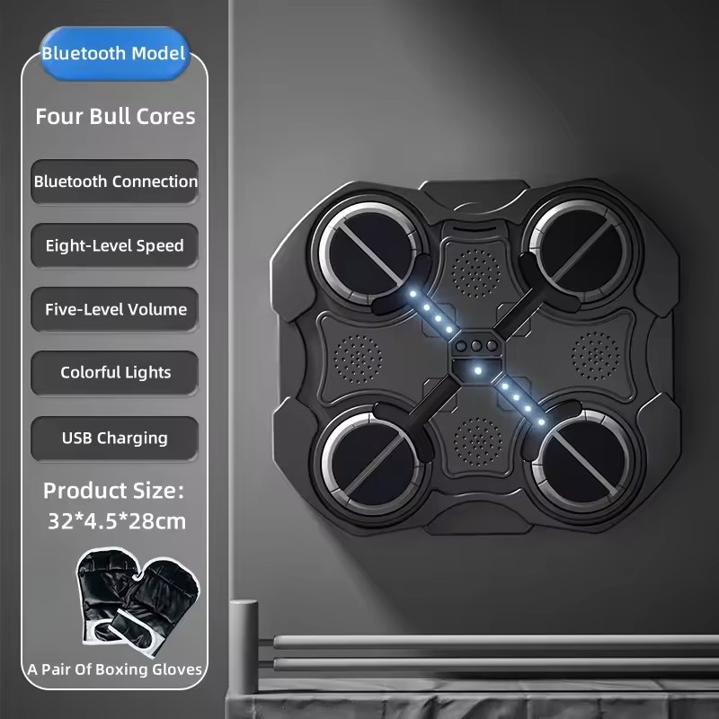 Máquina de boxeo inteligente, entrenador de objetivos de pared de música para el hogar con guantes, juegos de juguetes para niños y adultos, descompresión con Bluetooth