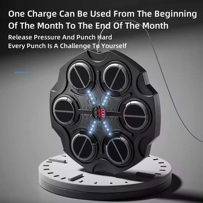 Máquina de boxeo inteligente, entrenador de objetivos de pared de música para el hogar con guantes, juegos de juguetes para niños y adultos, descompresión con Bluetooth