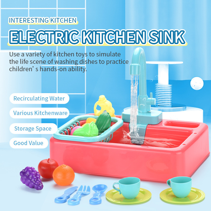 Electric dishwasher children's kitchen water spray dishwasher simulation cycle water play house toys