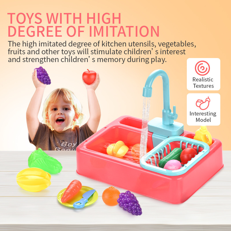Electric dishwasher children's kitchen water spray dishwasher simulation cycle water play house toys