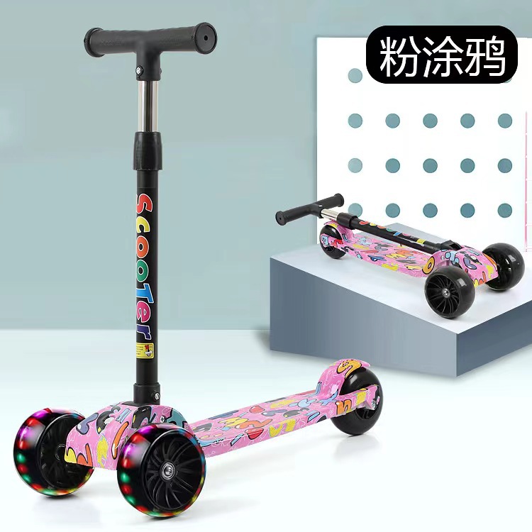 Foldable children's scooter, off-road wheels