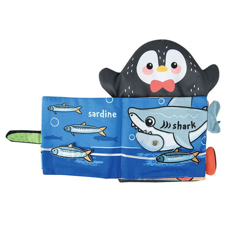 Best-selling manufacturer's supply of baby early education cloth books 2-in-1 3D hand puppet cloth books, tear-resistant animal tail hand books