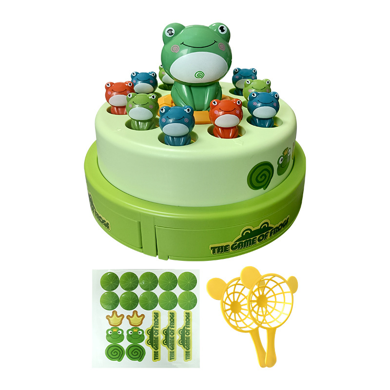 New electric frog ejection disc electric cartoon fishing net educational music turntable children's toys