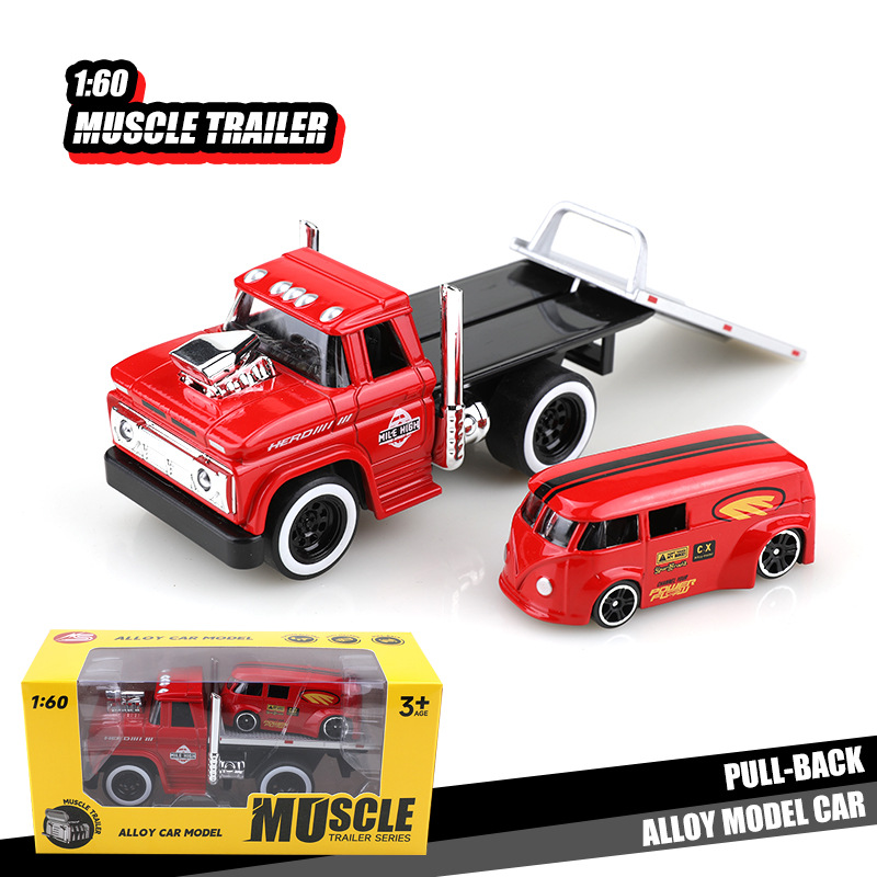 Hot sale alloy retro American muscle transport trailer 1:60