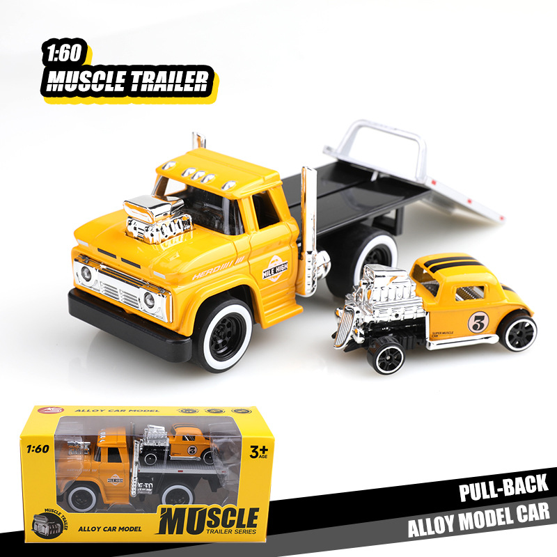 Hot sale alloy retro American muscle transport trailer 1:60