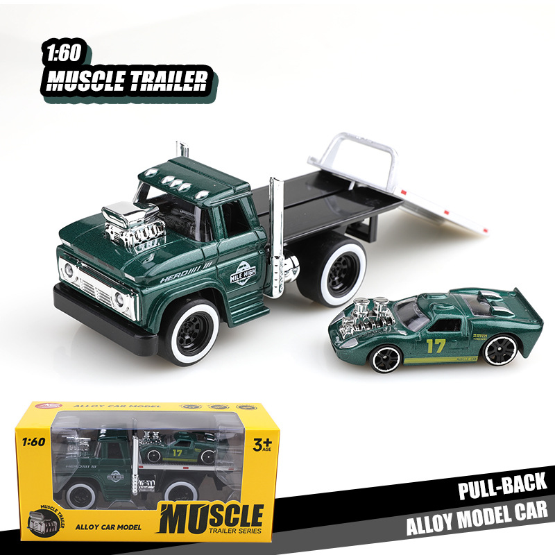 Hot sale alloy retro American muscle transport trailer 1:60