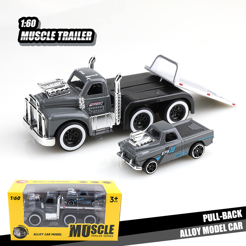 Hot sale alloy retro American muscle transport trailer 1:60