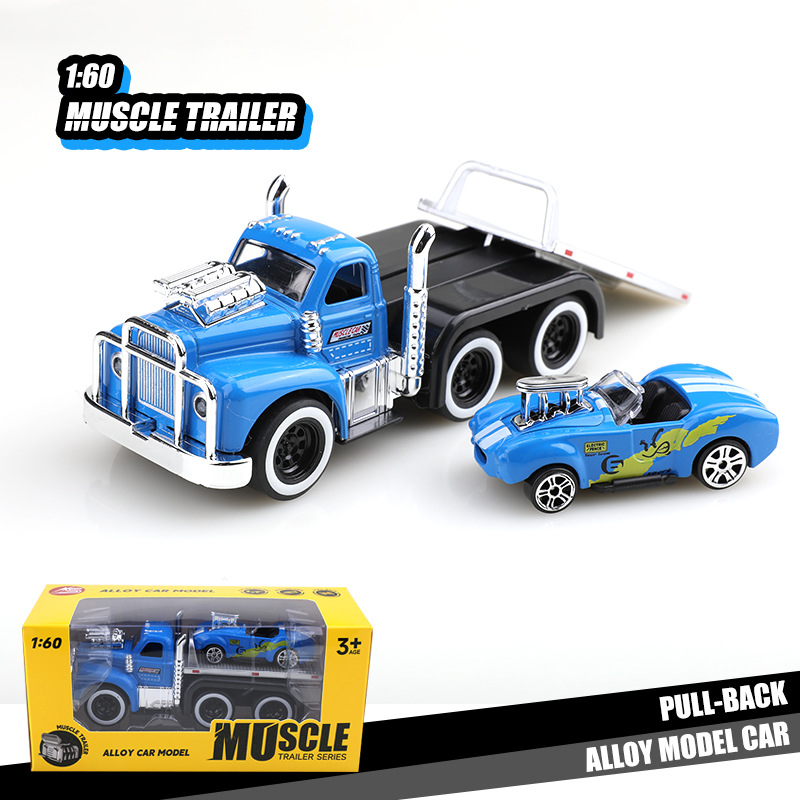 Hot sale alloy retro American muscle transport trailer 1:60
