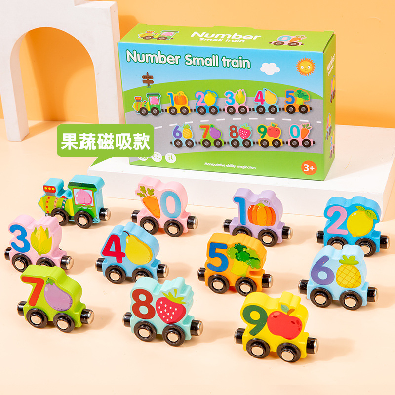 New products: 11 magnetic animals, vehicles, dinosaurs, vegetables and fruits, 4 small trains