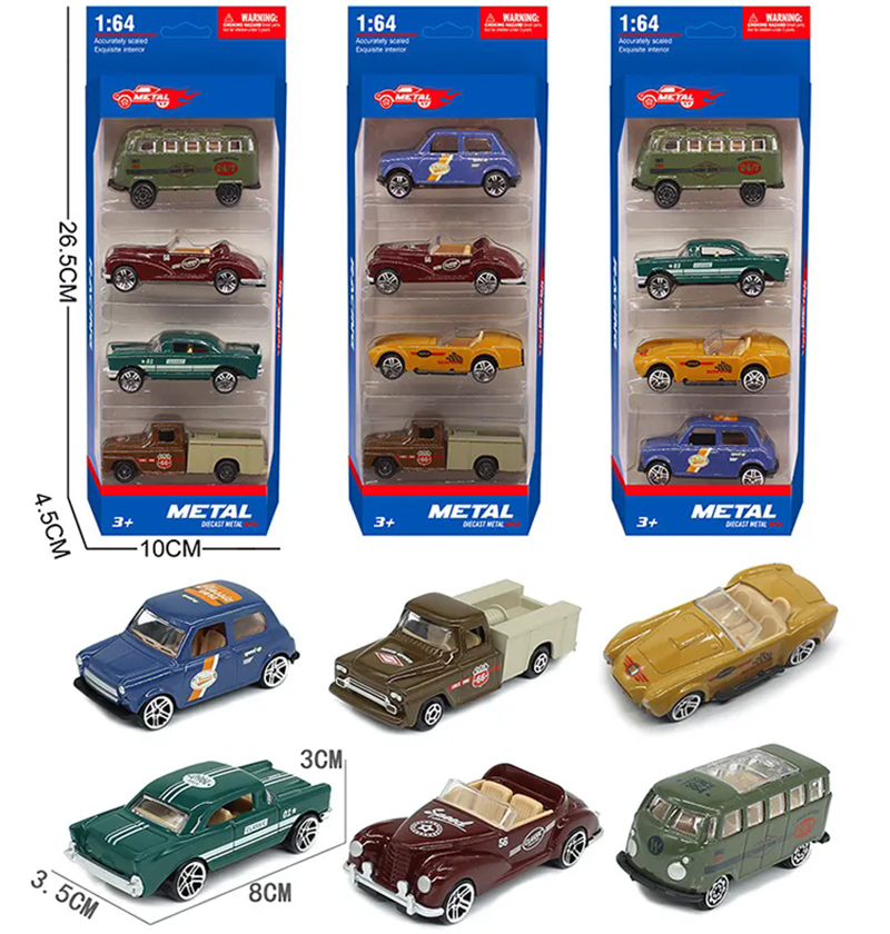 1:64 Retro classic car classic children's sliding toy mini car model shatterproof