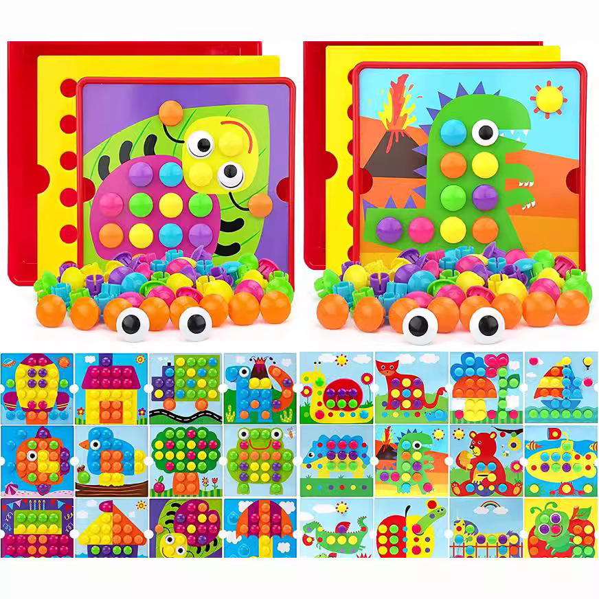 Hot selling 9 children's button puzzle mushroom nail puzzle intelligence development early education