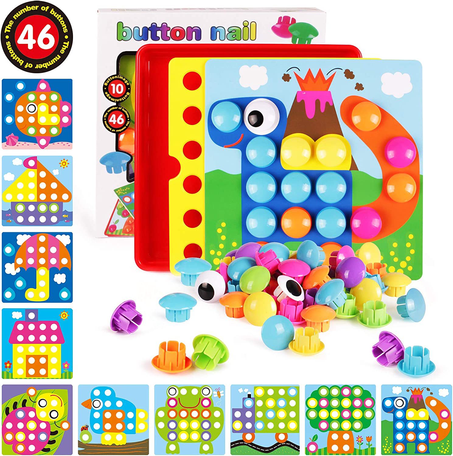 Hot selling 9 children's button puzzle mushroom nail puzzle intelligence development early education