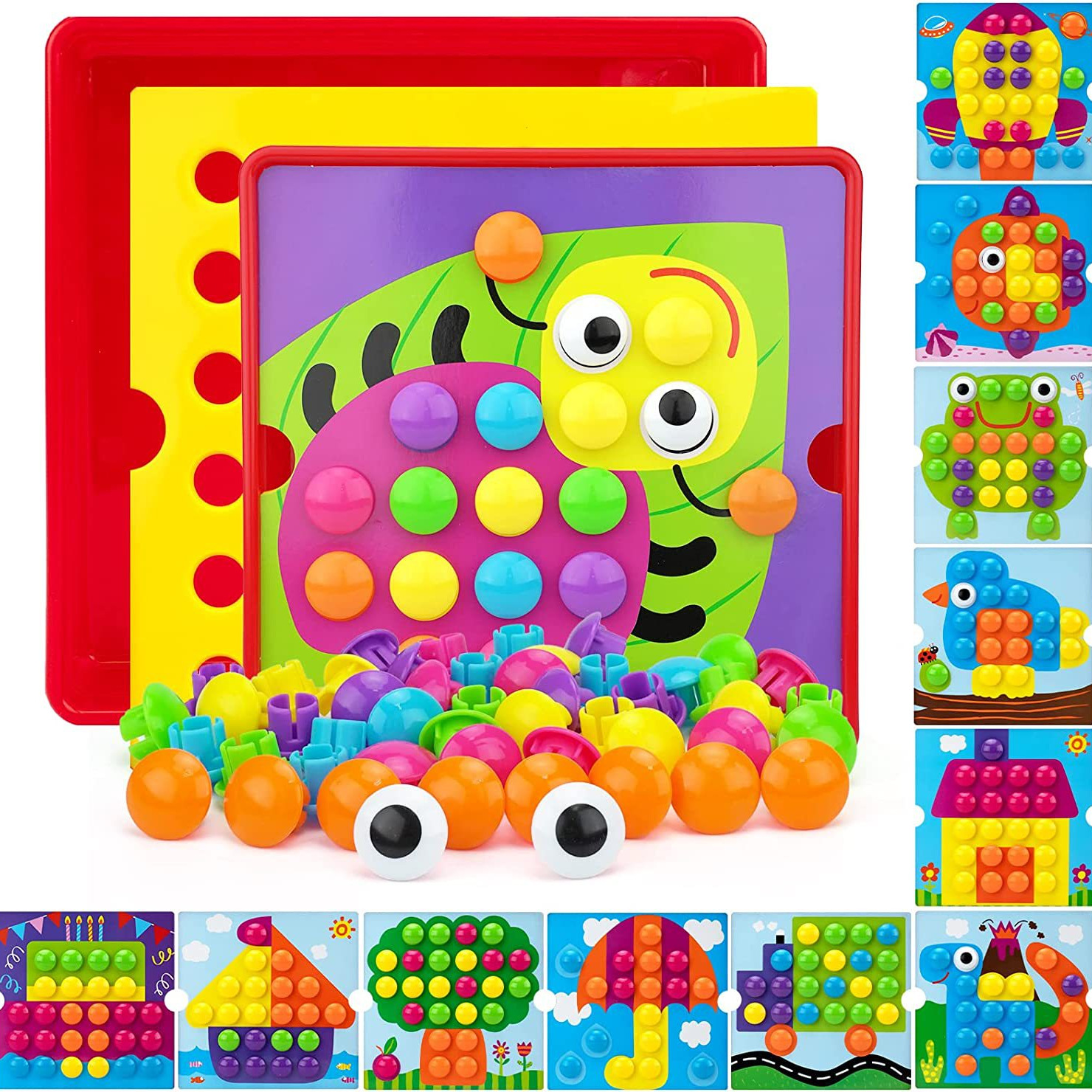 Hot selling 9 children's button puzzle mushroom nail puzzle intelligence development early education