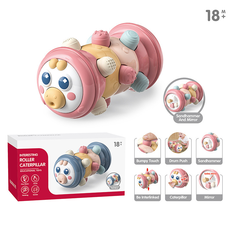 Cute roller caterpillar pressing puzzle exercise finger grasping crawling training baby toy