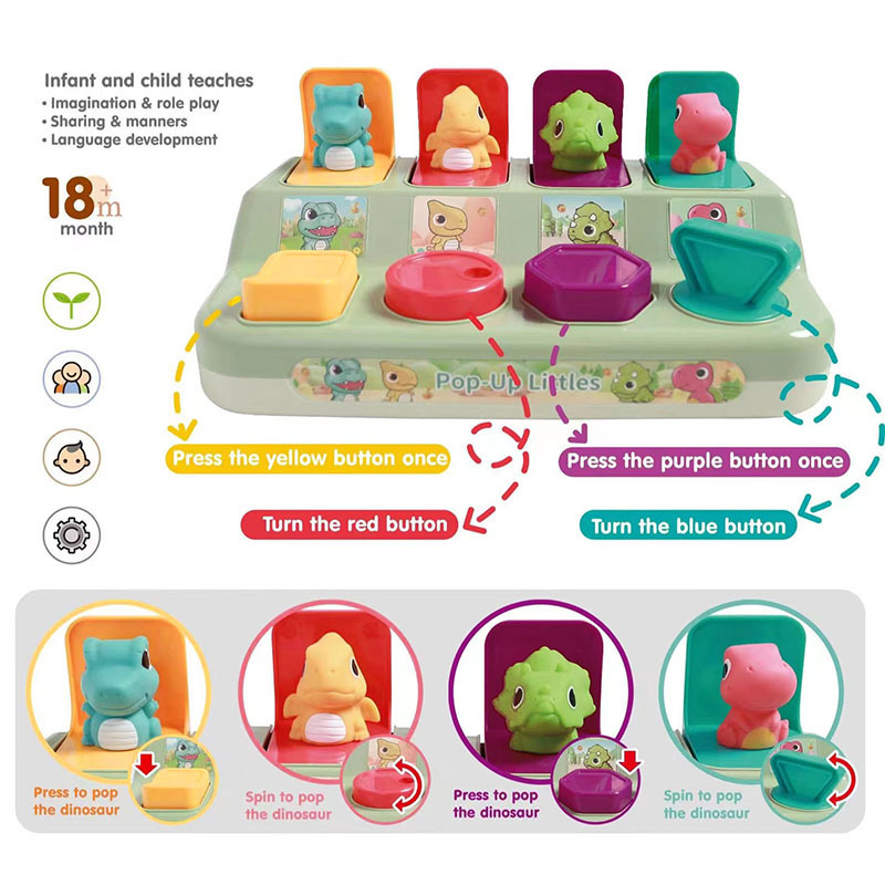 Hot selling dinosaur hide and seek surprise switch box infant early education educational toys 0-3 years old early education toys
