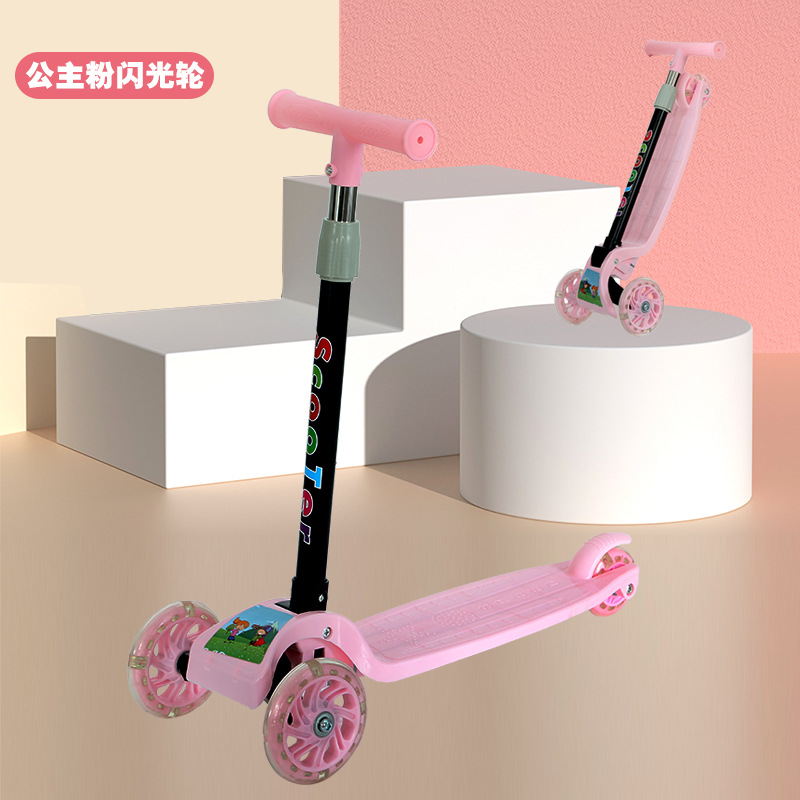 Foldable kids scooter with flashing wheels
