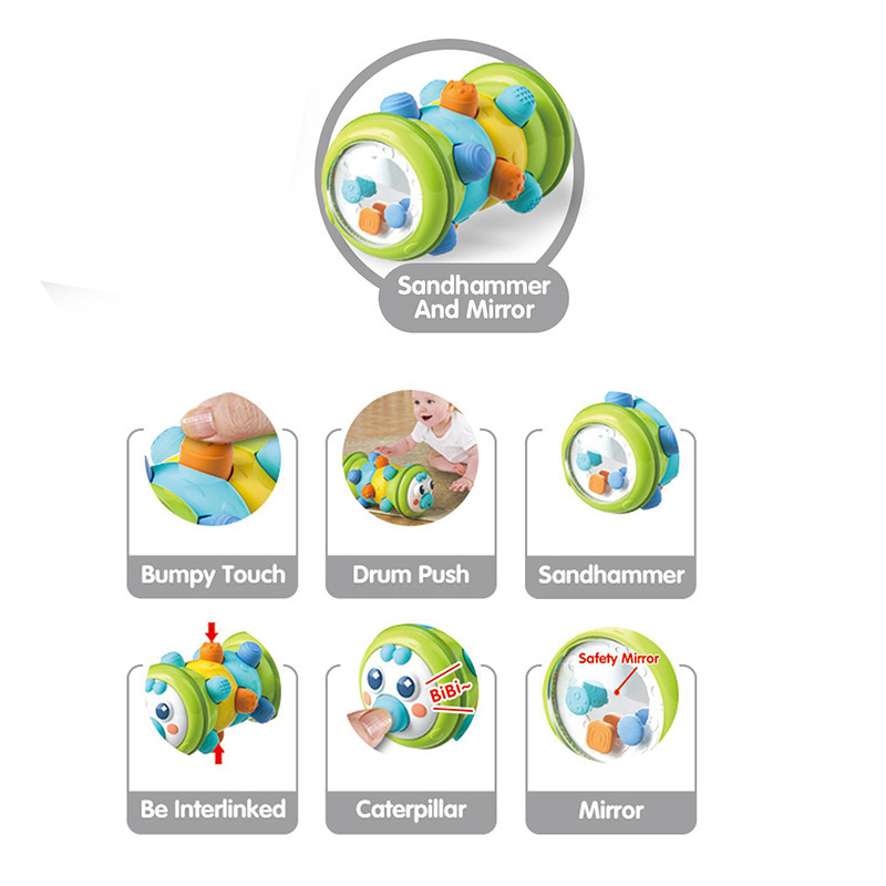 Cute roller caterpillar pressing puzzle exercise finger grasping crawling training baby toy