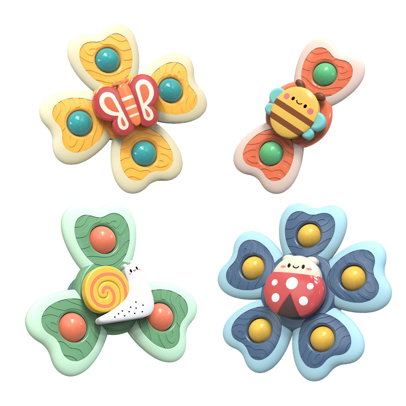 New baby suction cup spinning baby cartoon fidget spinner teether bathroom bath spinning toys