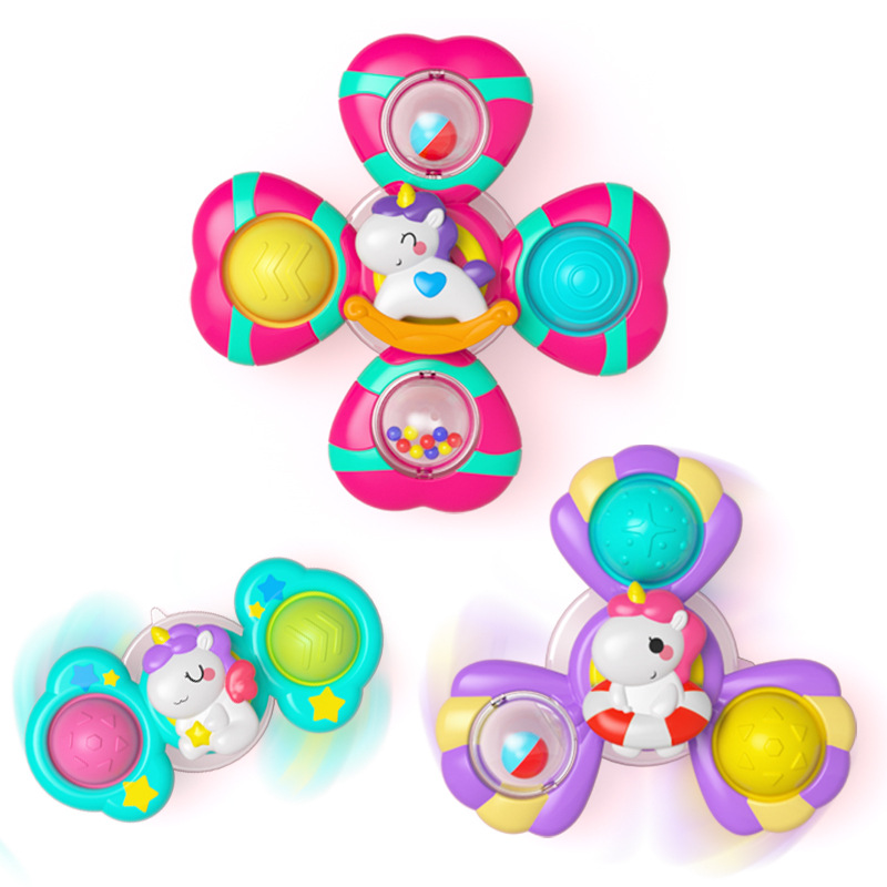New baby suction cup spinning baby cartoon fidget spinner teether bathroom bath spinning toys