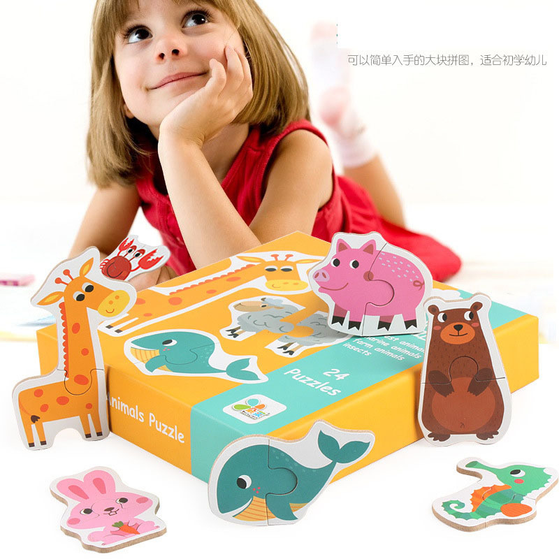 Hot selling toys wooden children's educational early education animal transportation fruit and vegetable wooden big box matching puzzle