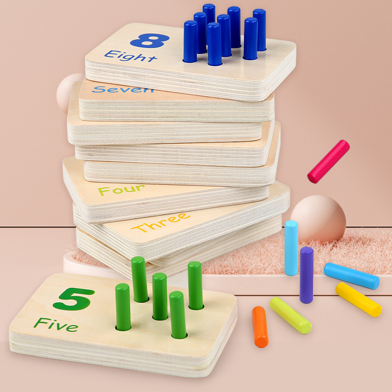 Children's Montessori sensory early education mathematics learning stick color recognition matching board wooden stick game educational toys