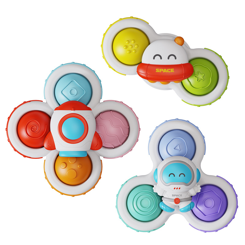 New baby suction cup spinning baby cartoon fidget spinner teether bathroom bath spinning toys