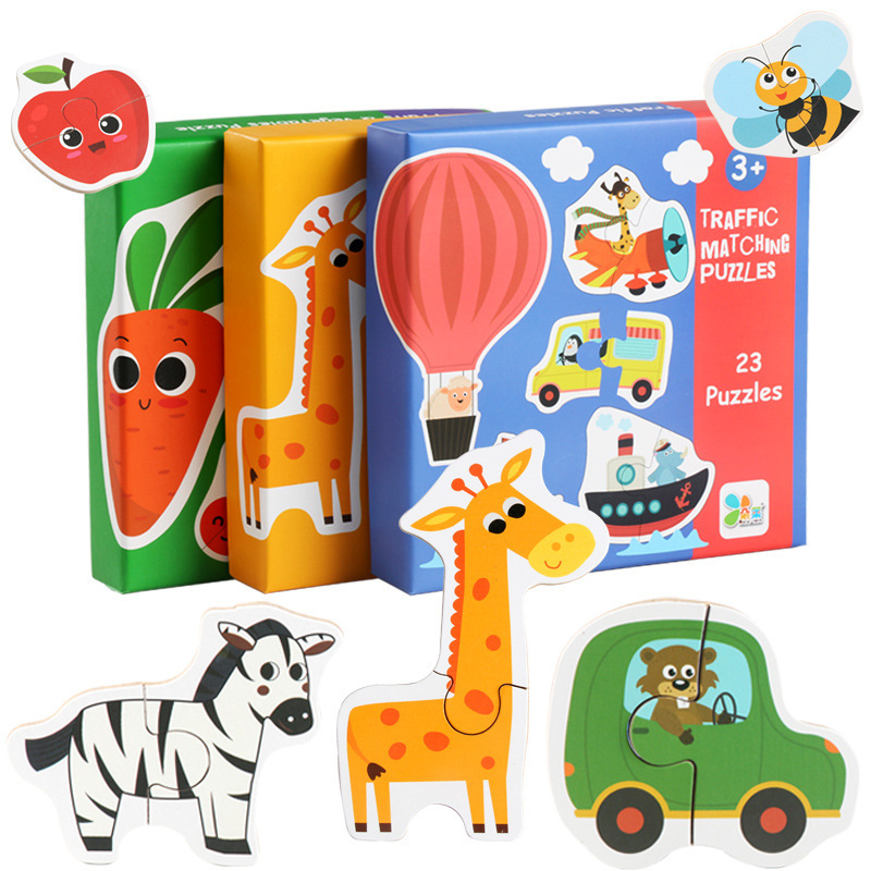 Hot selling toys wooden children's educational early education animal transportation fruit and vegetable wooden big box matching puzzle