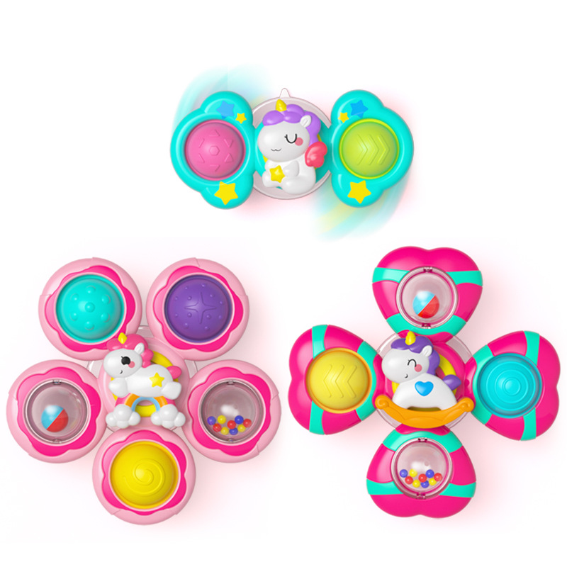 New baby suction cup spinning baby cartoon fidget spinner teether bathroom bath spinning toys