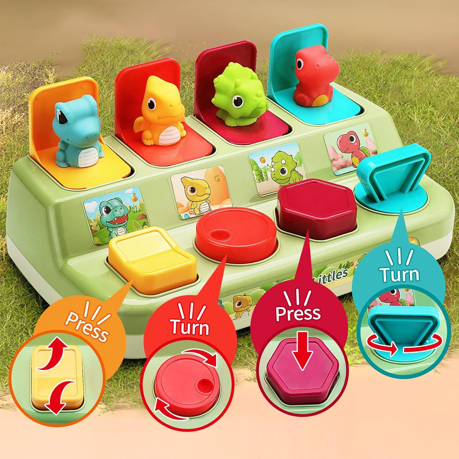 Hot selling dinosaur hide and seek surprise switch box infant early education educational toys 0-3 years old early education toys