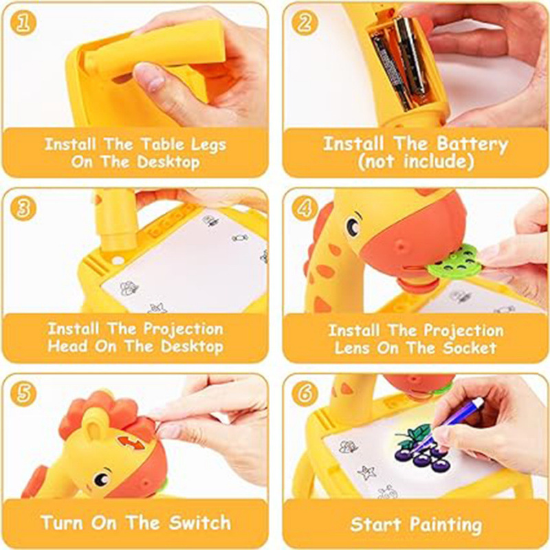 Hot selling children's projection drawing table multifunctional giraffe projection drawing board table kindergarten graffiti early education