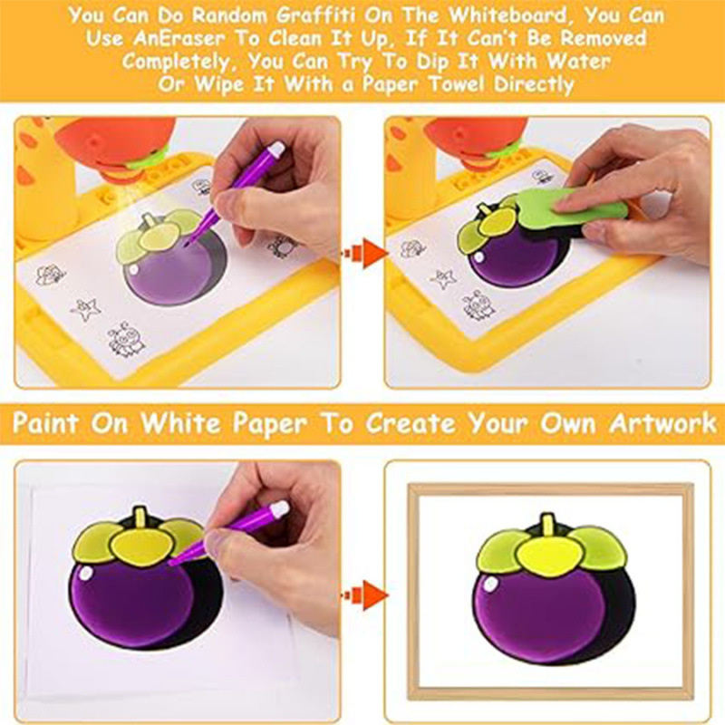 Hot selling children's projection drawing table multifunctional giraffe projection drawing board table kindergarten graffiti early education