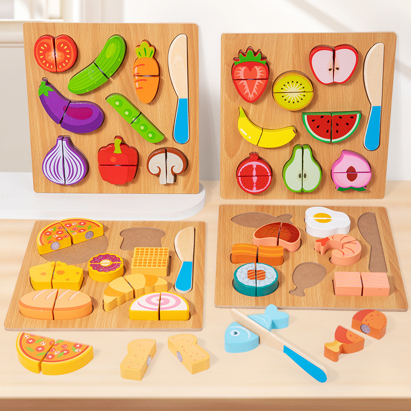 Wooden plane cut fruit and vegetable snacks cut fun wooden fruit cutting children's house kitchen toys