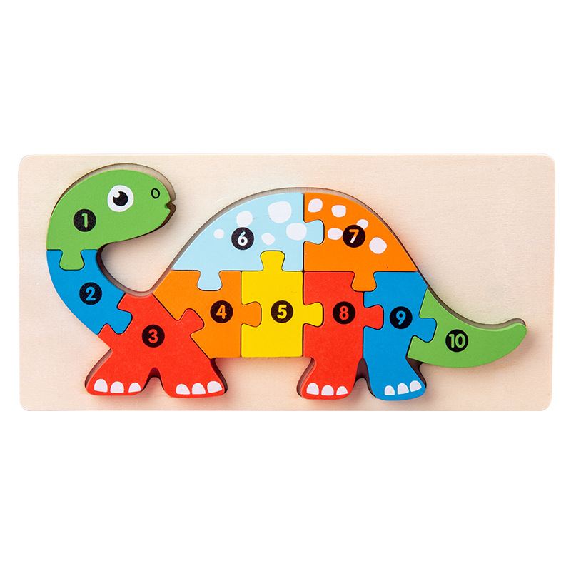 Wooden early childhood education children's educational building blocks animal shape recognition matching 3D stereo puzzle