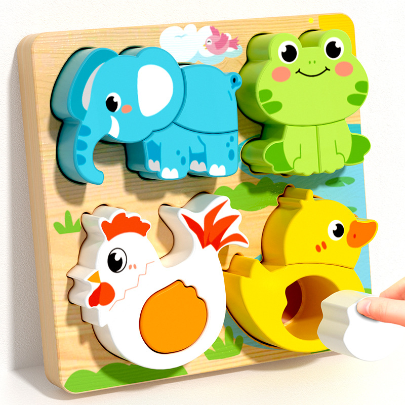 Hot selling children's educational three-dimensional puzzle early education 3D four-in-one puzzle