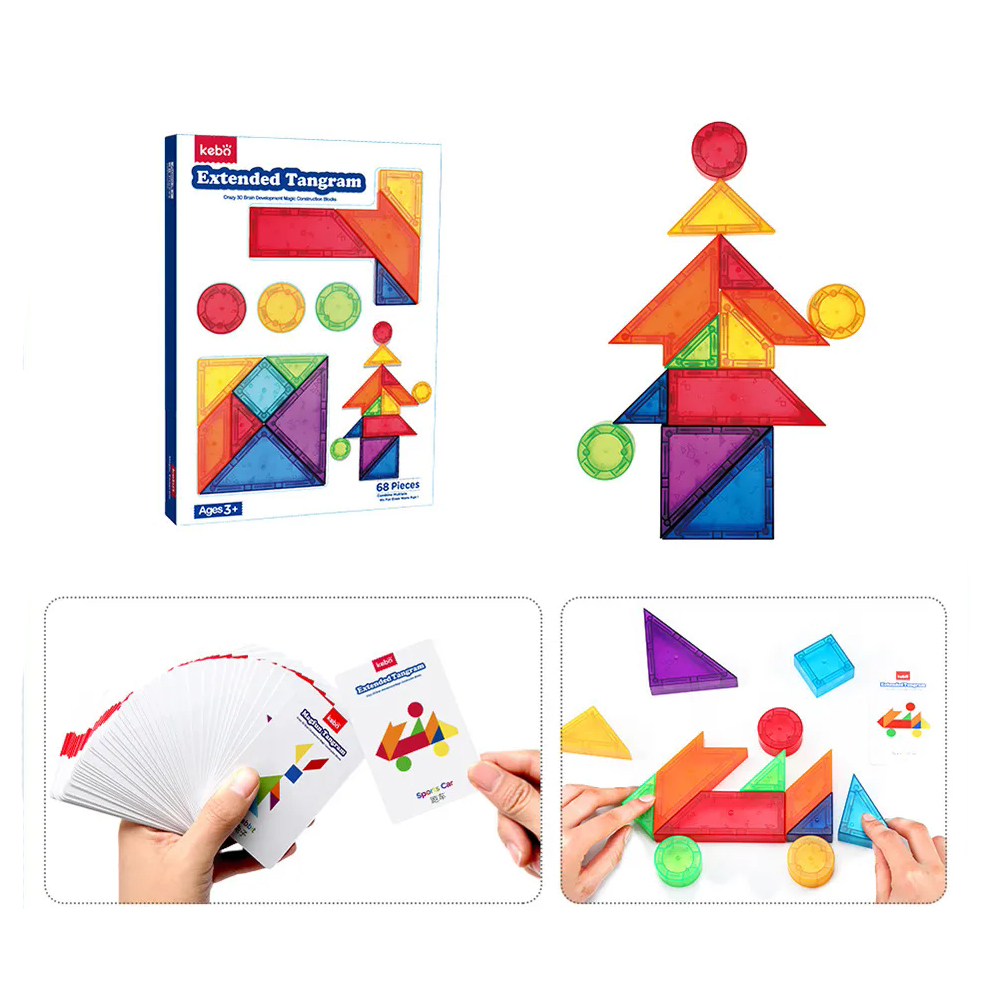 Kebo magnetic tangram puzzle building blocks children's magnetic stickers early childhood education kindergarten elementary school mathematics play teaching aids