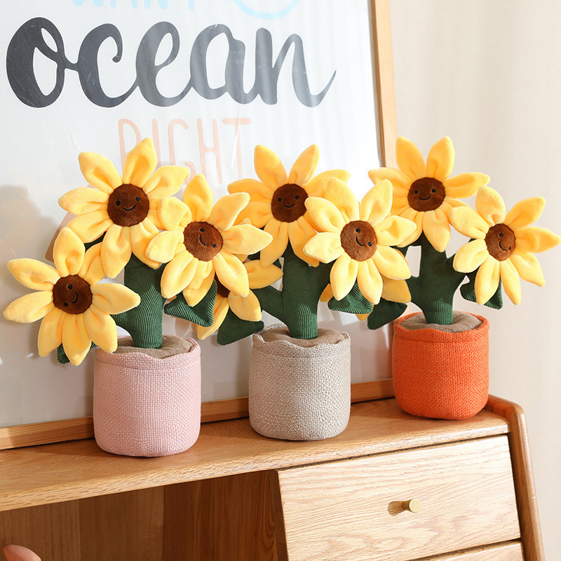 Sunflower Fun Plant Potted Decoration Plush Toy