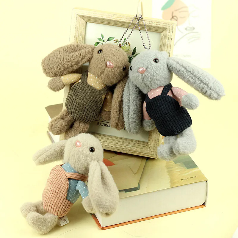 New 16CMoveralls long-eared rabbit plush pendant keychain