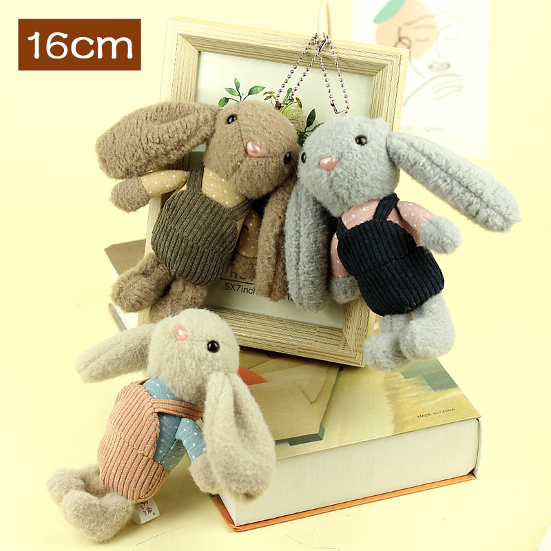 New 16CMoveralls long-eared rabbit plush pendant keychain