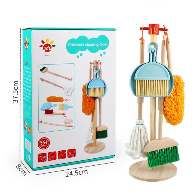 Children's Cleaning and Tidying Set: Wooden Broom and Mop, Mini Cleaner Toy, Simulation Play House, Educational Toy