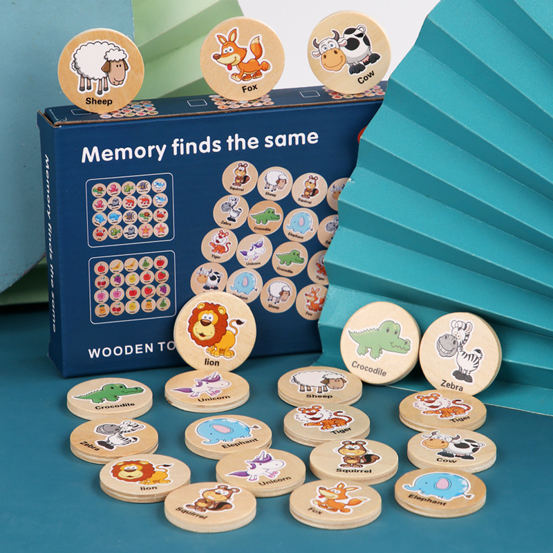 Find the same game p0.11 Early childhood education puzzle cartoon thinking memory chess concentration training wooden toy
