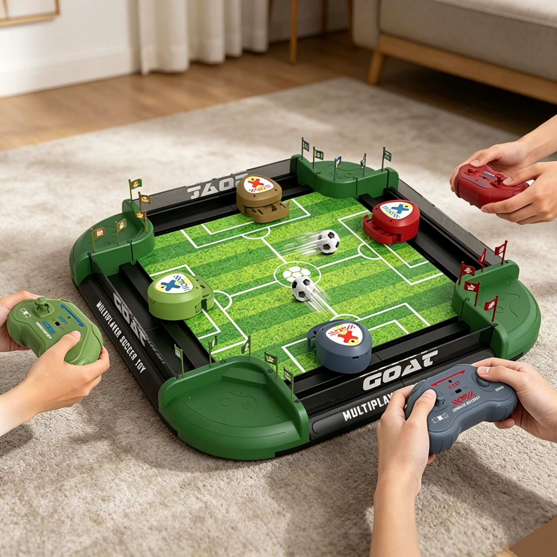 Best-selling remote-controlled tabletop soccer battle game—4-player competitive toy for parent-child interaction and educational fun.