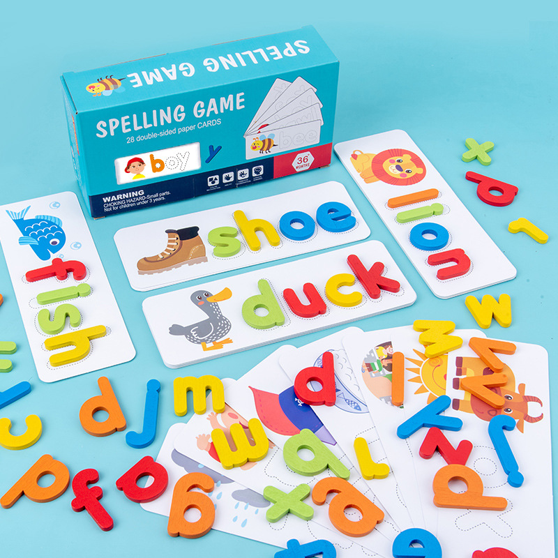 Wooden children's early education spelling game, English alphabet recognition, kindergarten enlightenment puzzle