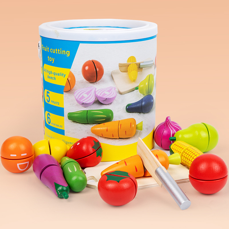 Bestselling CPC wooden simulation playhouse toy for infants and children, featuring fruits, vegetables, and kitchen cutting. It's an early education and educational toy.