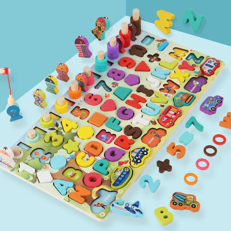 Montessori wooden toys, new traffic logarithmic board