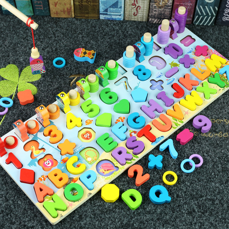Montessori wooden toys, Ocean Six-in-One Number Board