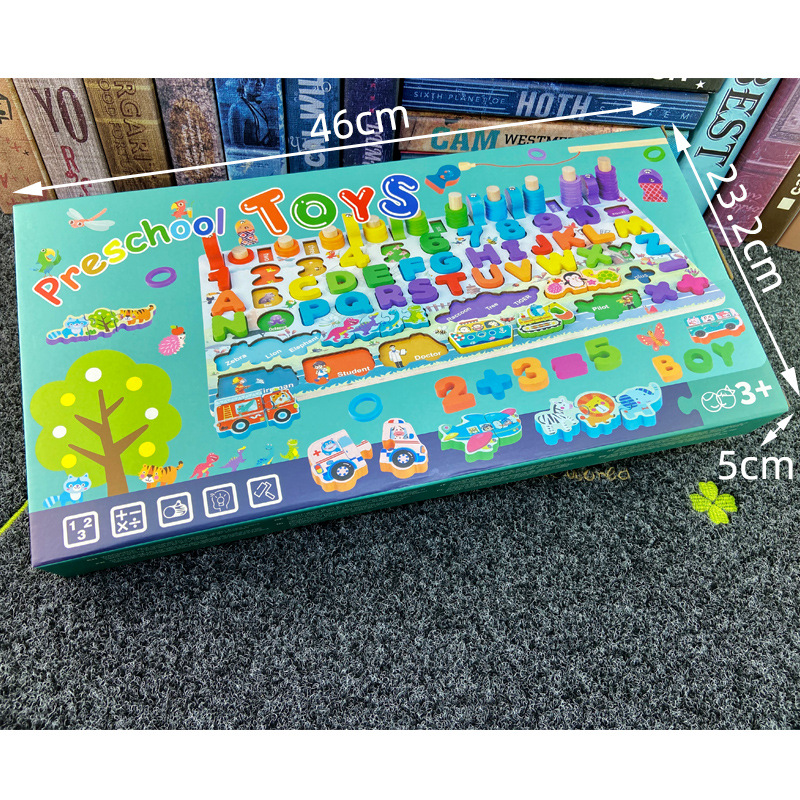 Montessori wooden toys, traffic animal all-English color box