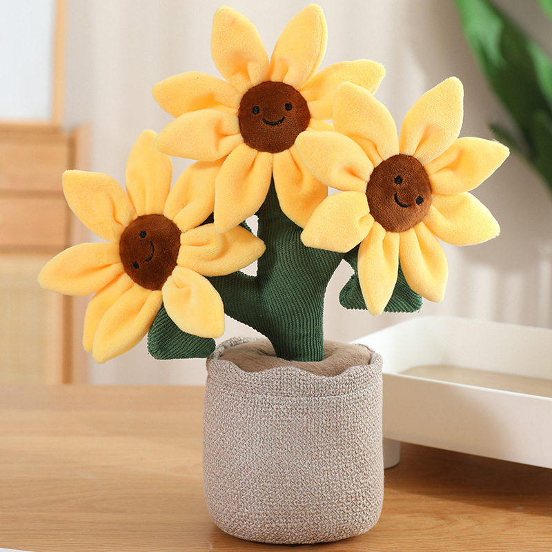 Sunflower Fun Plant Potted Decoration Plush Toy