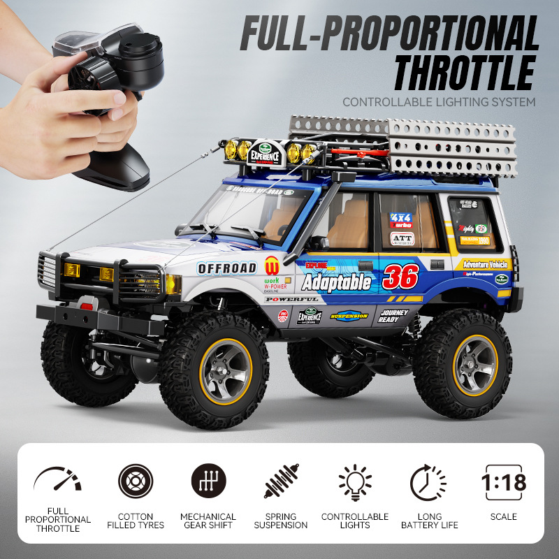 LR1801 Full Scale RC Off-Road Crawler 1:18 Lighted and Painted Dual-Speed ​​Four-Wheel Drive Simulation Model Car